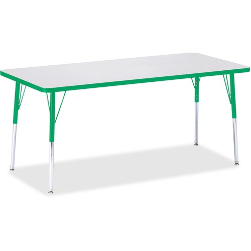 Jonti-Craft Berries Adult Height Color Edge Rectangle Table - Green Rectangle, Laminated Top - Four Leg Base - 4 Legs - Adjustable Height - 24" to 31" Adjustment - 72" Table Top Length x 30" Table Top Width x 1.13" Table Top Thickness - 31" Height - Assem