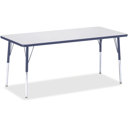 Jonti-Craft Berries Adult Height Color Edge Rectangle Table - Laminated Rectangle, Navy Top - Four Leg Base - 4 Legs - Adjustable Height - 24" to 31" Adjustment - 72" Table Top Length x 30" Table Top Width x 1.13" Table Top Thickness - 31" Height - Assemb