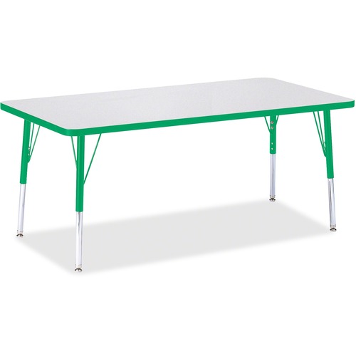Jonti-Craft Berries Elementary Height Color Edge Rectangle Table - Green Rectangle, Laminated Top - Four Leg Base - 4 Legs - Adjustable Height - 15" to 24" Adjustment - 60" Table Top Length x 30" Table Top Width x 1.13" Table Top Thickness - 24" Height - 