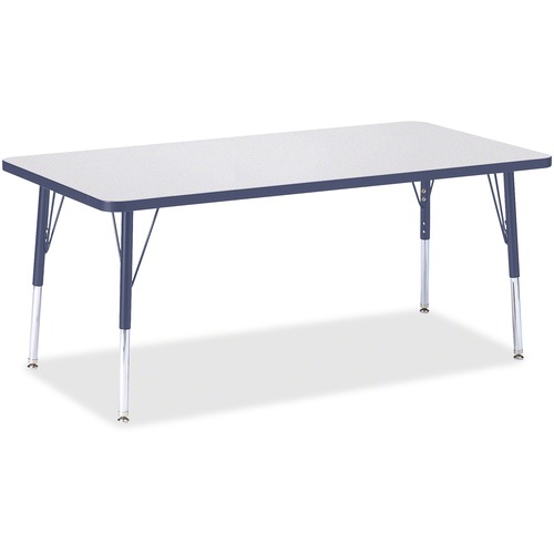 Jonti-Craft Berries Elementary Height Color Edge Rectangle Table - Laminated Rectangle, Navy Top - Four Leg Base - 4 Legs - Adjustable Height - 15" to 24" Adjustment - 60" Table Top Length x 30" Table Top Width x 1.13" Table Top Thickness - 24" Height - A