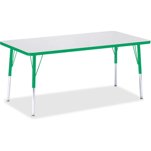 Jonti-Craft Berries Adult Height Color Edge Rectangle Table - Green Rectangle, Laminated Top - Four Leg Base - 4 Legs - Adjustable Height - 24" to 31" Adjustment - 60" Table Top Length x 30" Table Top Width x 1.13" Table Top Thickness - 31" Height - Assem