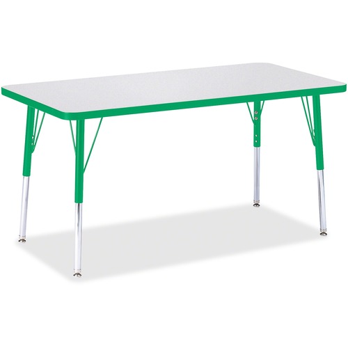 Jonti-Craft Berries Adult Height Color Edge Rectangle Table - Green Rectangle, Laminated Top - Four Leg Base - 4 Legs - Adjustable Height - 24" to 31" Adjustment - 48" Table Top Length x 24" Table Top Width x 1.13" Table Top Thickness - 31" Height - Assem