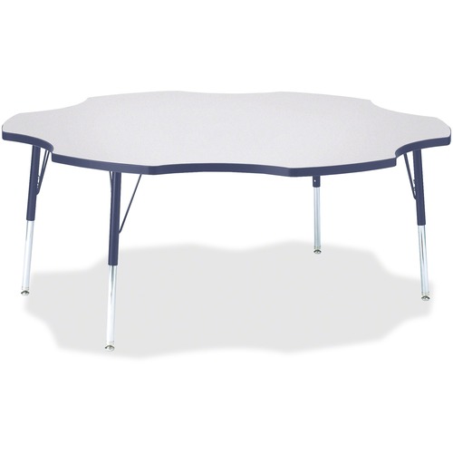 Jonti-Craft Berries Prism Six-Leaf Student Table - Laminated, Navy Top - Four Leg Base - 4 Legs - Adjustable Height - 24" to 31" Adjustment x 1.13" Table Top Thickness x 60" Table Top Diameter - 31" Height - Assembly Required - Powder Coated - 1 Each