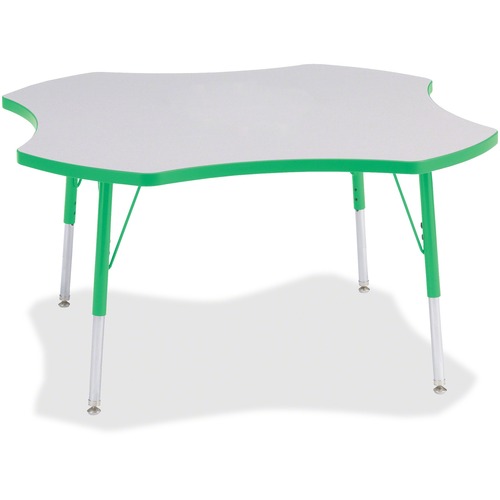 Jonti-Craft Berries Prism Four-Leaf Student Table - Green, Laminated Top - Four Leg Base - 4 Legs - Adjustable Height - 24" to 31" Adjustment x 1.13" Table Top Thickness x 48" Table Top Diameter - 31" Height - Assembly Required - Powder Coated - 1 Each