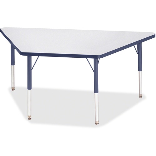 Jonti-Craft Berries Elementary Height Prism Edge Trapezoid Table - Laminated Trapezoid, Navy Top - Four Leg Base - 4 Legs - Adjustable Height - 15" to 24" Adjustment - 60" Table Top Length x 30" Table Top Width x 1.13" Table Top Thickness - 24" Height - A