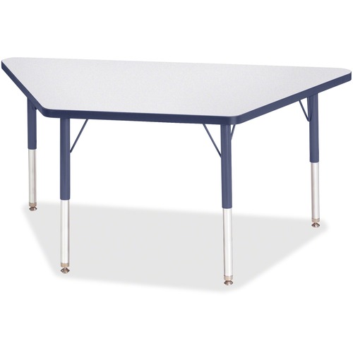 Jonti-Craft Berries Elementary Height Prism Edge Trapezoid Table - Laminated Trapezoid, Navy Top - Four Leg Base - 4 Legs - Adjustable Height - 15" to 24" Adjustment - 48" Table Top Length x 24" Table Top Width x 1.13" Table Top Thickness - 24" Height - A