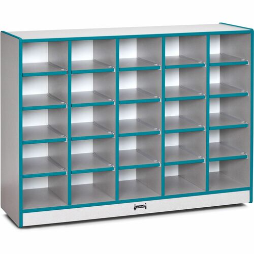 Jonti-Craft Rainbow Accents Toddler Single Storage - 35.5" Height x 48" Width x 15" Depth - Durable, Laminated - Teal - Rubber - 1 Each