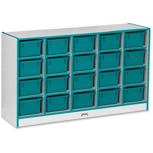 Jonti-Craft Rainbow Accents Cubbie-trays Storage Unit - 29.50" Height x 48" Width x 15" Depth - Laminated, Durable - Teal - Rubber - 1 Each