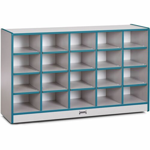 Jonti-Craft Rainbow Accents Toddler Single Storage - 20 Compartment(s) - 29.5" Height x 48" Width x 15" Depth - Laminated, Chip Resistant - Teal - Rubber - 1 Each