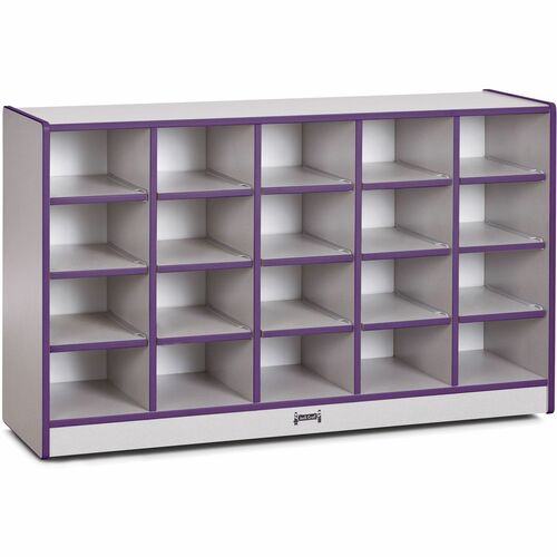 Jonti-Craft Rainbow Accents Toddler Single Storage - 20 Compartment(s) - 29.5" Height x 48" Width x 15" Depth - Laminated, Chip Resistant - Purple - Rubber - 1 Each