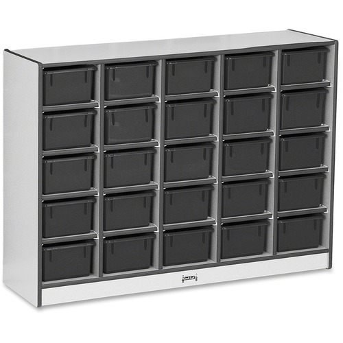 Jonti-Craft Rainbow Accents Cubbie-trays Storage Unit - 25 Compartment(s) - 35.5" Height x 48" Width x 15" Depth - Laminated, Durable - Black - Rubber - 1 Each