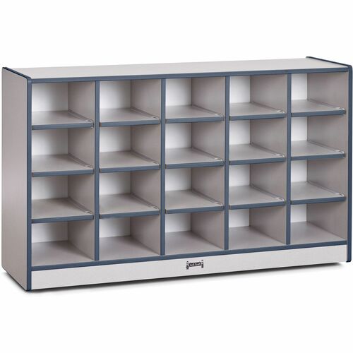 Jonti-Craft Rainbow Accents Toddler Single Storage - 20 Compartment(s) - 29.5" Height x 48" Width x 15" Depth - Laminated, Chip Resistant - Navy - Rubber - 1 Each