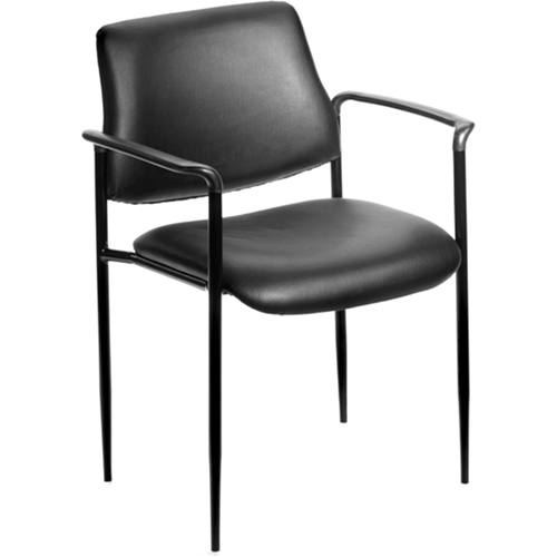 Boss Square Back Diamond Stacking Chair with Arm - Black - Fabric