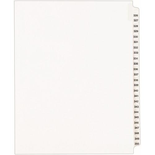 Avery-Style Legal Exhibit Side Tab Divider White Title: 326-350 Letter 