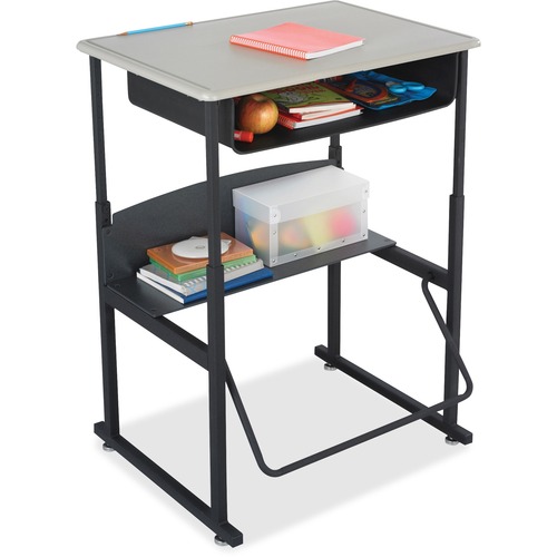 Safco AlphaBetter Desk, 28 x 20 Standard Top with Book Box - Beige Rectangle, Thermoplastic Laminate Top - 26" to 42" Adjustment - 28" Table Top Width x 20" Table Top Depth x 0.63" Table Top Thickness - 42" Height - Book, Pencil, Accessories - Assembly Re