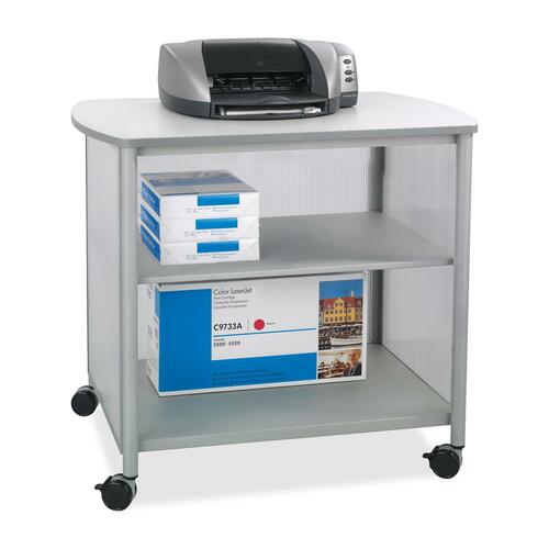 Safco Impromptu Deluxe Machine Stand - 200 lb Load Capacity - 2 x Shelf(ves) - 31" Height x 34.8" Width x 25.5" Depth - Steel, Polycarbonate - Gray, Silver
