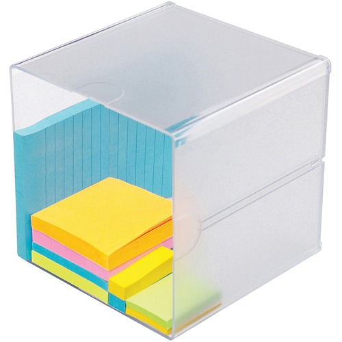 Deflecto Stackable Cube Organizer - 1 Compartment(s) - 6" Height x 6" Width x 6" DepthDesktop - Stackable - Clear - Plastic - 1 Each