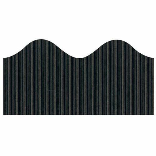 Bordette Decorative Border - Pre-scalloped Shape - Sturdy, Corrugated, Fade Resistant, Recyclable - 2.25" Width x 600" Length - Black - 1 Roll