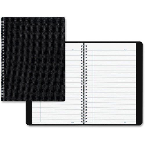 Blueline Duraflex Notebook - Letter - 160 Sheets - Twin Wirebound - Ruled Margin - Letter - 11" x 8 1/2" - Black Textured Poly Cover - Micro Perforated, Flexible Cover, Wear Resistant, Tear Resistant - Recycled - 1 Each