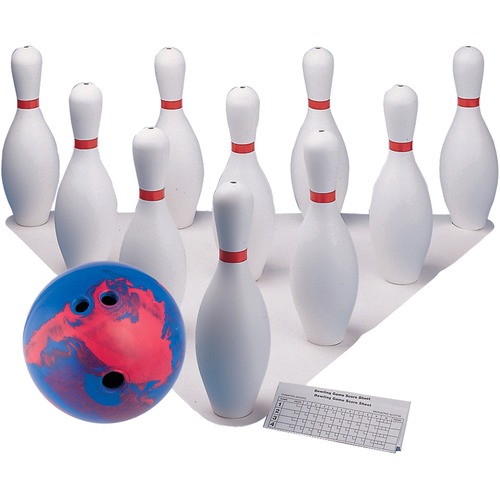 Champion Sports Plastic Bowling Ball & Pin Set - White - Plastic, Rubber - 11 / Set