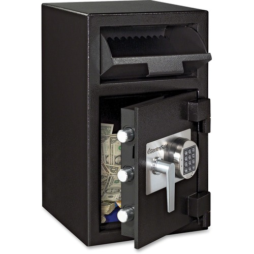Sentry Safe Electronic Lock Depository Safe - 36.80 L - Electronic Lock - Water Resistant - Internal Size 14.5" x 13.7" x 11.3" - Overall Size 24" x 14" x 15.6" - Black - Steel - Safes - SENDH109E