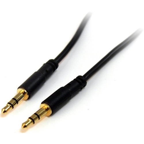 StarTech.com 10 ft Slim 3.5mm Stereo Audio Cable - M/M - Mini-phone Male Stereo Audio - Mini-phone Male Stereo Audio - 10ft - Black - AV Cables - STCMU10MMS