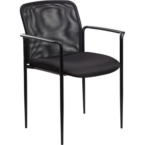Lorell Reception Side Chair with Molded Cap Arms - Black Seat - Mesh Back - Steel Frame - Four-legged Base - 1 Each