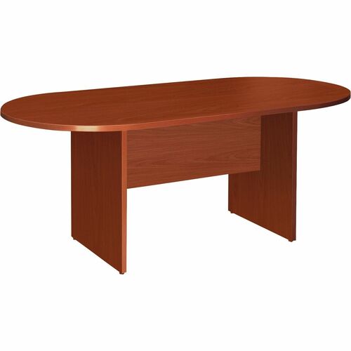 Lorell Essentials Conference Table - Cherry Oval Top - 72" Table Top Length x 70.9" Table Top Width x 35.4" Table Top Depth x 1.3" Table Top Thickness - 29.5" Height Width - Assembly Required - Cherry, Laminated - Meeting & Conference Room Tables - LLR87373