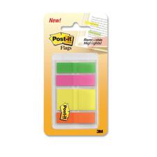 Post-it Highlighting Flag - Removable, Self-adhesive - 0.5", 1" - Green, Pink, Yellow, Orange - 120 / Pack