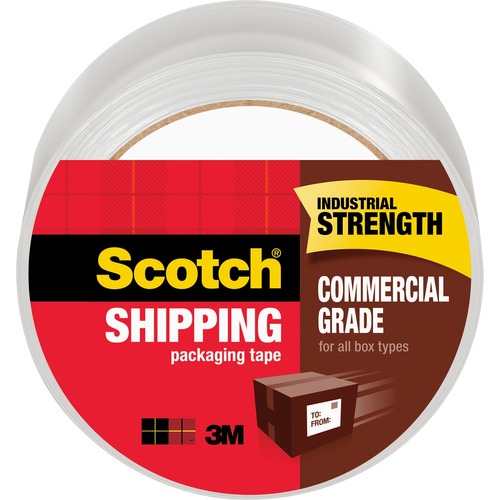 Scotch Commercial-Grade Shipping/Packaging Tape - 54.60 yd Length x 1.88" Width - 3.1 mil Thickness - 3" Core - Synthetic Rubber Resin - 3.10 mil - Polypropylene Backing - 1 / Roll - Clear