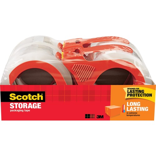Scotch Long-Lasting Storage/Packaging Tape - 54.60 yd Length x 1.88" Width - 2.4 mil Thickness - 3" Core - Acrylic - Dispenser Included - For Mailing, Packing - 4 / Pack - Clear