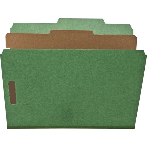 Nature Saver Letter Recycled Classification Folder - 8 1/2" x 11" - 2" Fastener Capacity for Folder - Top Tab Location - 1 Divider(s) - Green - 100% Recycled - 10 / Box - Pressboard Classification Folders - NATSP17203