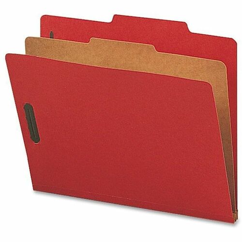 Nature Saver Letter Recycled Classification Folder - 8 1/2" x 11" - 2" Fastener Capacity for Folder - 1 Divider(s) - Bright Red - 100% Recycled - 10 / Box