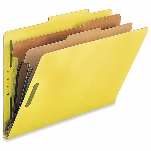 Nature Saver Legal Recycled Classification Folder - 8 1/2" x 14" - 2" Fastener Capacity for Folder - 2 Divider(s) - Yellow - 100% Recycled - 10 / Box - Pressboard Classification Folders - NATSP17227