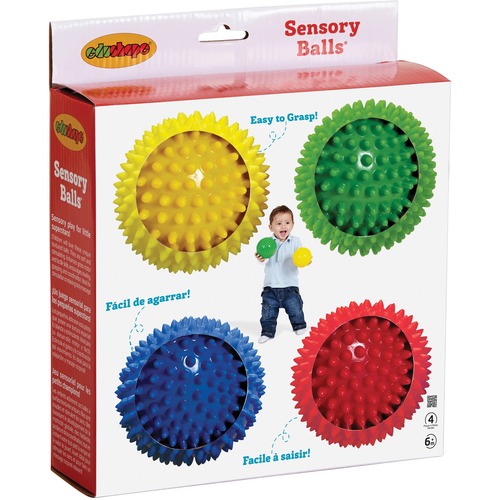 Edushape Sensory Opaque Balls - Skill Learning: Gross Motor, Tactile Discrimination, Crawling, Grasping, Coordination, Eye-hand Coordination, Social Development - 6 Month & Up