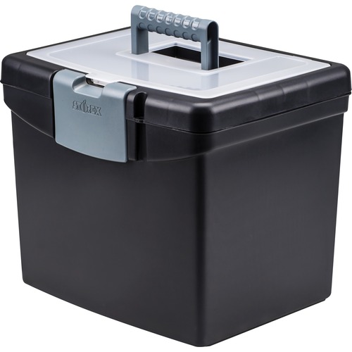 Storex Portable Storage Box - External Dimensions: 14.9" Length x 11" Width x 12.1"Height - Media Size Supported: Letter - Snap-tight Closure - Plastic - Black - For File - Recycled - 1 / Carton