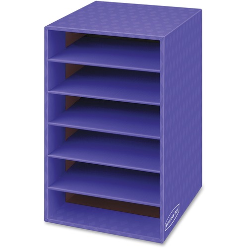Fellowes 6 Compartment Shelf Organizer - 6 Compartment(s) - Compartment Size 2.63" x 11" x 13" - 18" Height x 11.9" Width x 13.3" DepthDesktop - Sturdy - 60% Recycled - Purple - Corrugated Paper - 1 Each