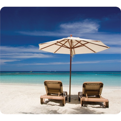 Fellowes Recycled Mouse Pad - Beach Chairs - 8" x 9" x 0.06" Dimension - Multicolor - Rubber - Skid Proof - 1 Pack