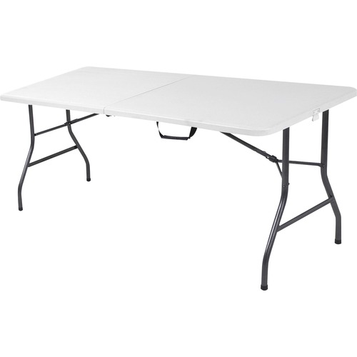 Cosco 6 foot Centerfold Blow Molded Folding Table - Rectangle Top - Folding Base - 29.63" Table Top Width x 72" Table Top Depth - 29.25" Height - White - 1 Each