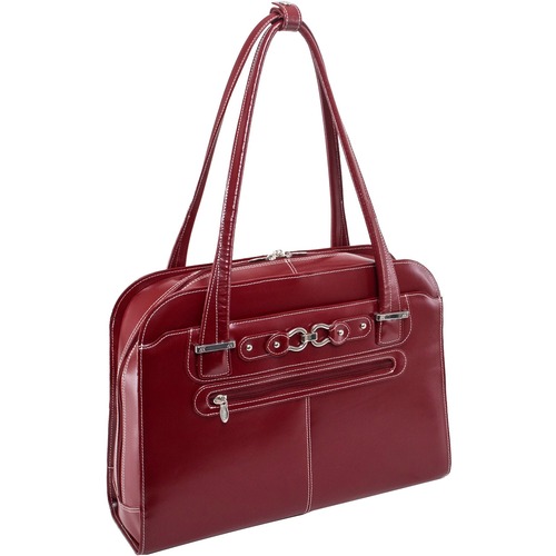 McKleinUSA 15.4" Leather Fly-Through™ Checkpoint-Friendly Ladies' Laptop Briefcase - Briefcase - Shoulder Strap - 15.4" Screen Support - Leather - Red