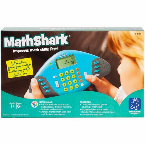 Learning Resources Handheld MathShark Game - Theme/Subject: Learning - Skill Learning: Mathematics, Addition, Subtraction, Multiplication, Division, Fraction, Decimal, Percent, Motivation, Problem Solving - 6 Year & Up - Multi