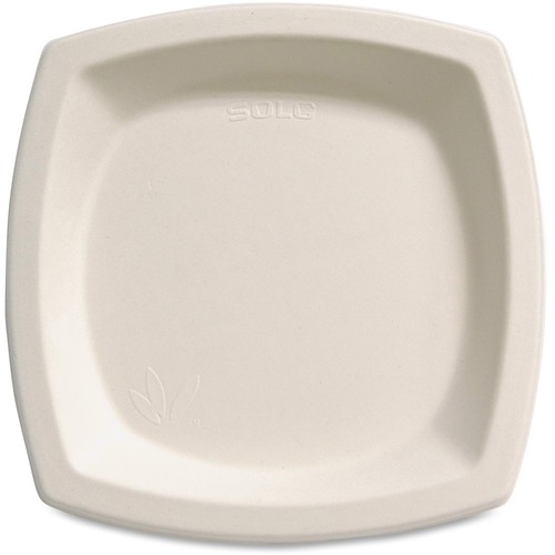 Solo Bare 6-7/10" Eco-Forward Square Plates - Bare - Microwave Safe - 6.7" Diameter - Ivory - Bagasse Body - 125 / Pack