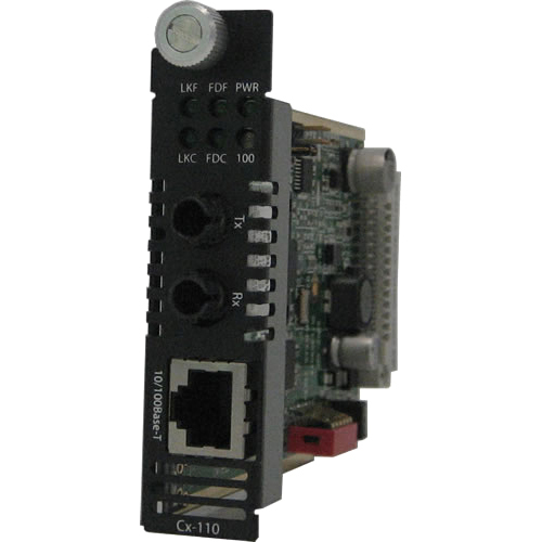 Perle CM-110-S2ST20 Fast Ethernet Media and Rate Converter - 1 x Network (RJ-45) - 1 x ST Ports - 100Base-LX, 10/100Base-TX - 20 km - Internal
