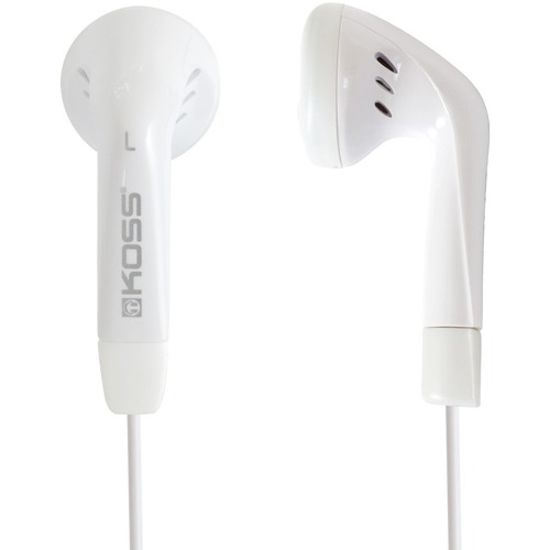 Koss KE5 Earphone - Stereo - Mini-phone (3.5mm) - Wired - 16 Ohm - 60 Hz to 20 kHz - Earbud - Binaural - Outer-ear - 4 ft Cable - White