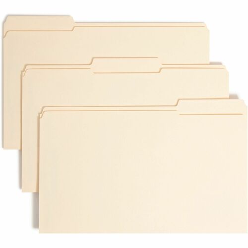 Smead 1/3 Tab Cut Legal Recycled Top Tab File Folder - 8 1/2" x 14" - 3/4" Expansion - 2 x 2S Fastener(s) - Top Tab Location - Right of Center Tab Position - Manila - Manila - 10% Recycled - 50 / Box