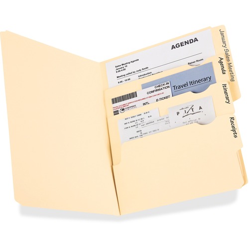 Pendaflex Letter Recycled Top Tab File Folder - 8 1/2" x 11" - 3 Internal Pocket(s) - Manila - 10% Recycled - 24 / Pack