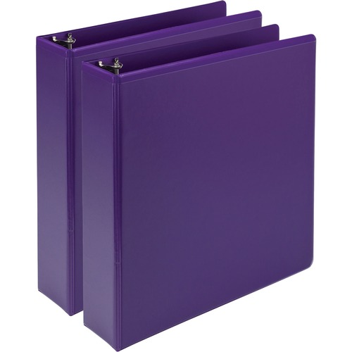 Samsill Earth's Choice Plant-based View Binders - 2" Binder Capacity - Letter - 8 1/2" x 11" Sheet Size - 425 Sheet Capacity - 3 x Round Ring Fastener(s) - 2 Internal Pocket(s) - Chipboard, Plastic, Polypropylene - Purple - 2.24 lb - Recycled - Clear Over