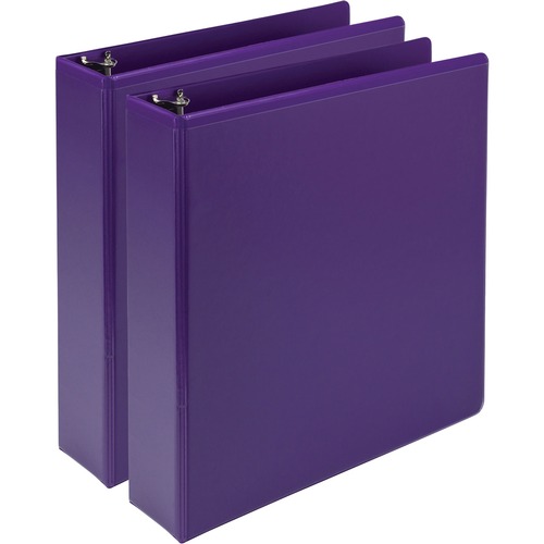 Samsill Earth's Choice Plant-based View Binders - 2" Binder Capacity - Letter - 8 1/2" x 11" Sheet Size - 425 Sheet Capacity - Fastener(s): 3 x Round Ring - Pocket(s): 2, Internal - Chipboard, Plastic, Polypropylene - Purple - 2.24 lb - Recycled - Clear O