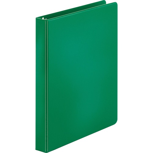 Business Source Basic Round-ring Binder - 1" Binder Capacity - Letter - 8 1/2" x 11" Sheet Size - 3 x Round Ring Fastener(s) - Vinyl - Green - Open and Closed Triggers - 1 Each