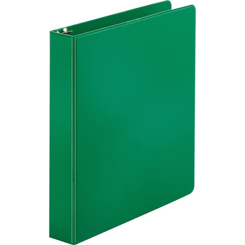 Business Source Basic Round-ring Binder - 1 1/2" Binder Capacity - Letter - 8 1/2" x 11" Sheet Size - 3 x Round Ring Fastener(s) - Vinyl - Green - Open and Closed Triggers - 1 Each - Standard Ring Binders - BSN28557